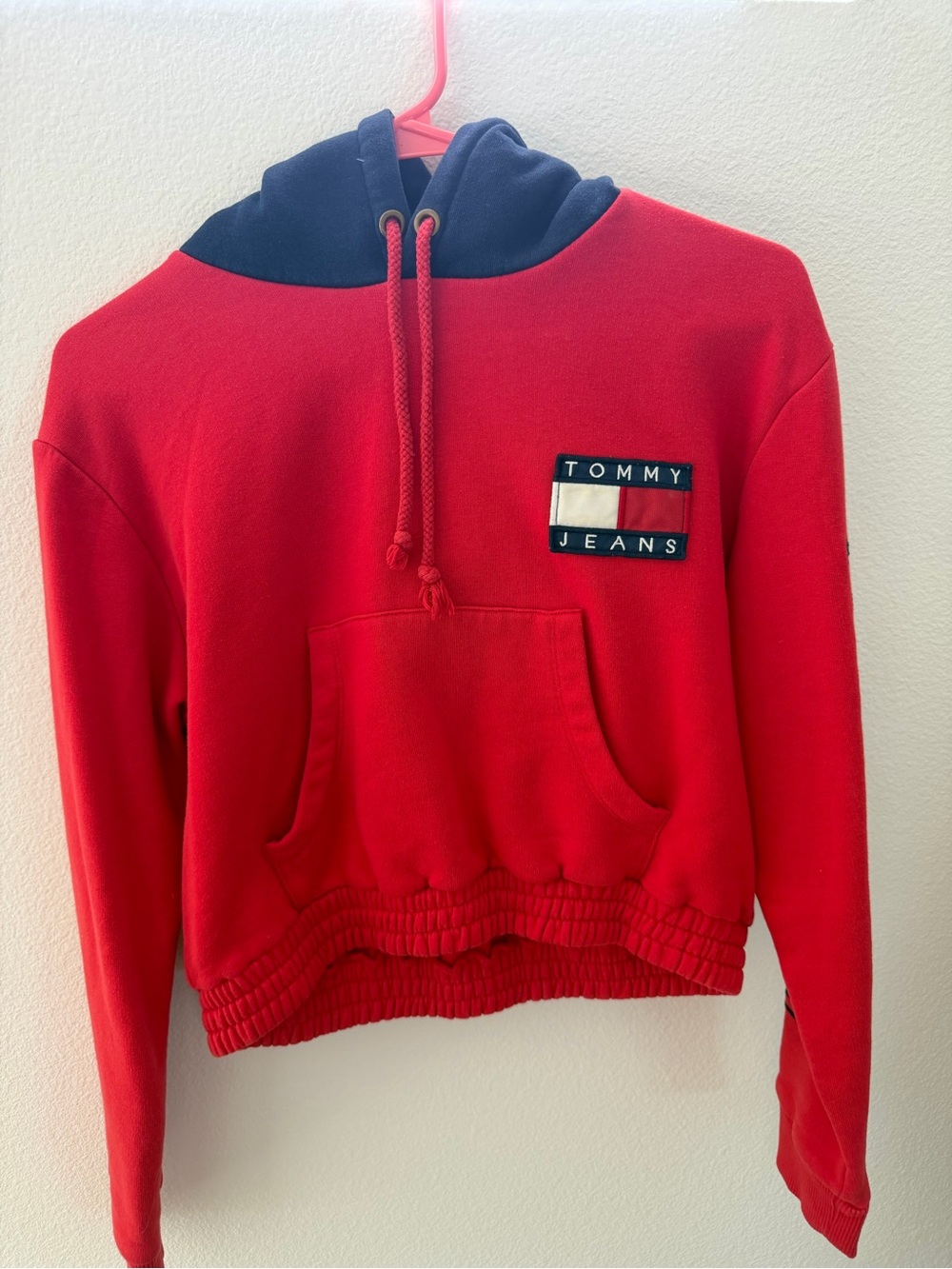 Tommy Hilfiger Red Sweatshirt with Navy Logo Patch